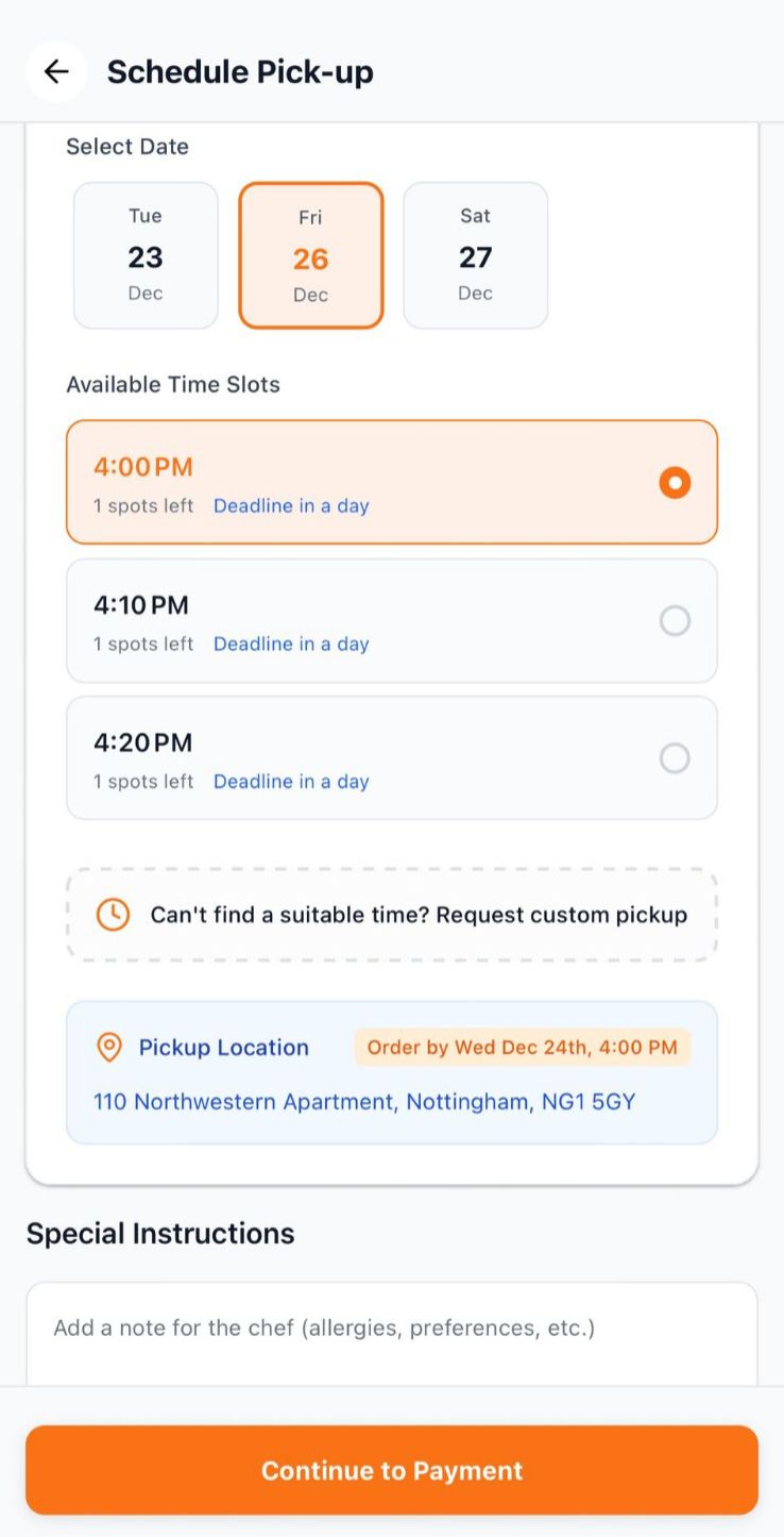 Your kitchen. Your rules. Set slots. Cap orders. Keep control.